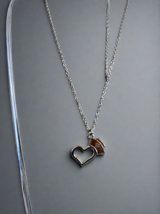 Silver nurse heart necklace